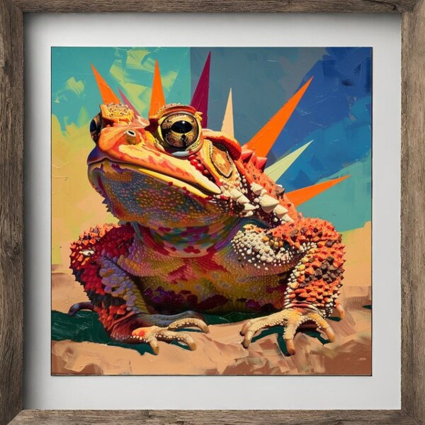 Vibrant Toad Painting Print Reptile Wall Art Texas Pop Art Decor Unique Gift for Frog Lovers Mom and Dad