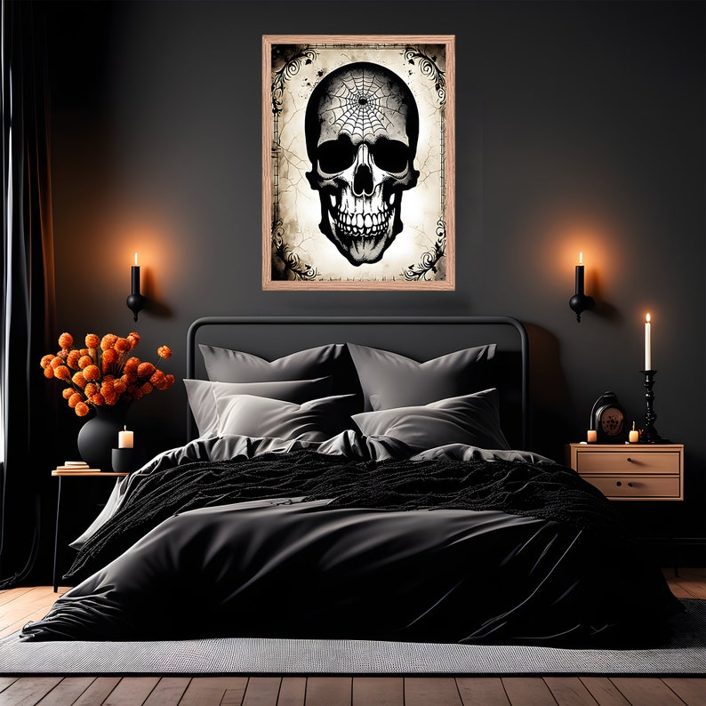 Vintage Halloween Skull Wall Art Decor Spooky Home Decor Scary