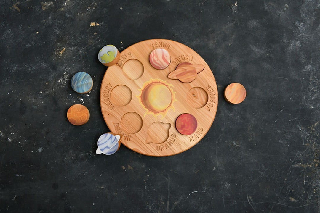 Solar System Wooden Puzzle Set Planet Educational Montessori - Etsy