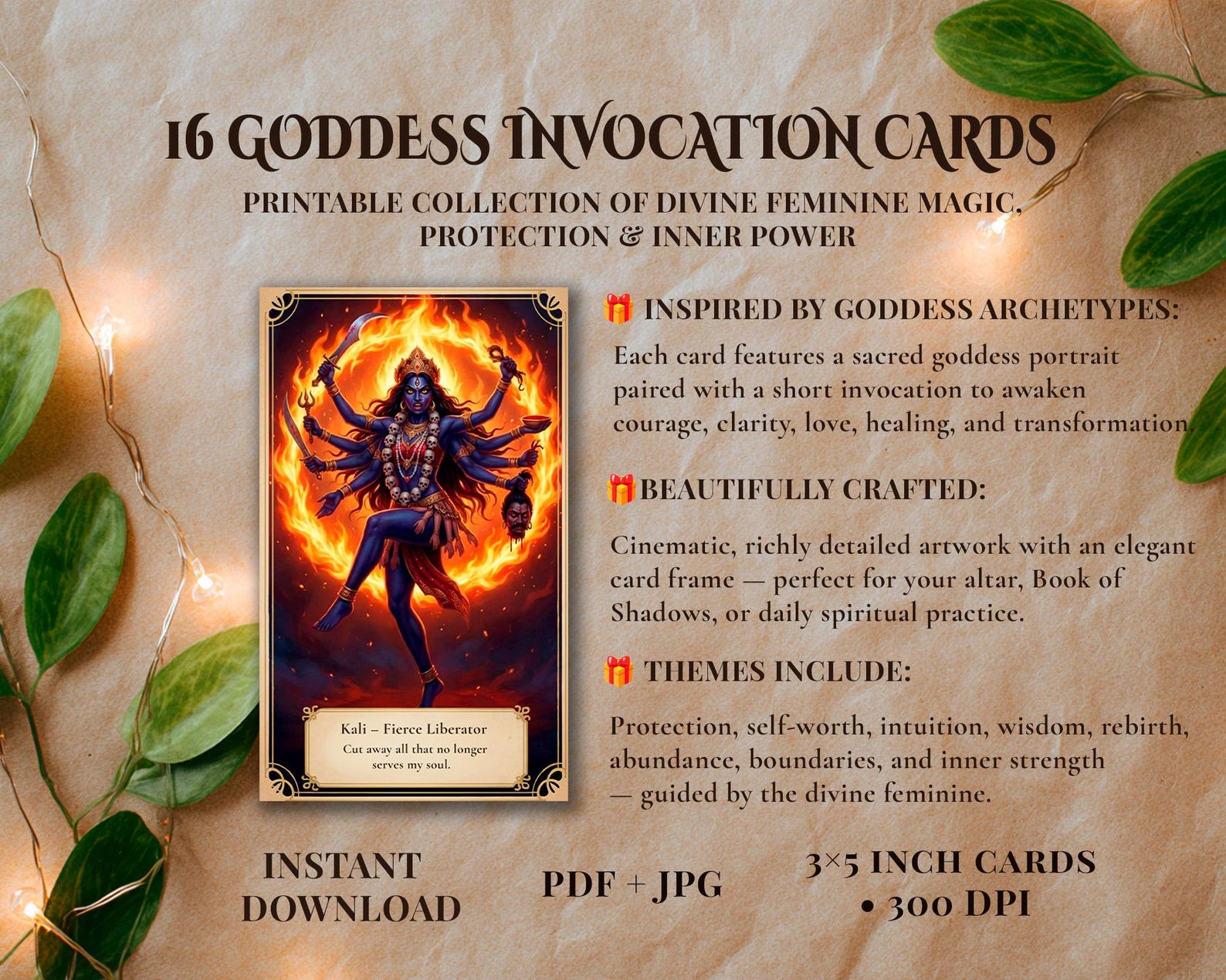 16 Goddess Spell Cards Printable | Divine Feminine Ritual & Altar Cards ...