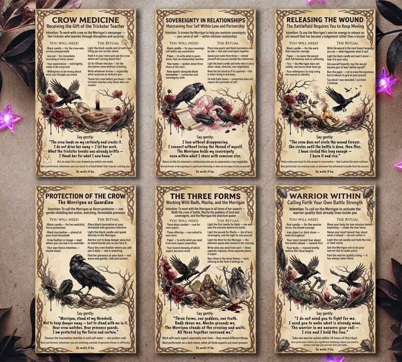 Printable Morrigan Spell Cards | Celtic Goddess Rituals for Witch ...