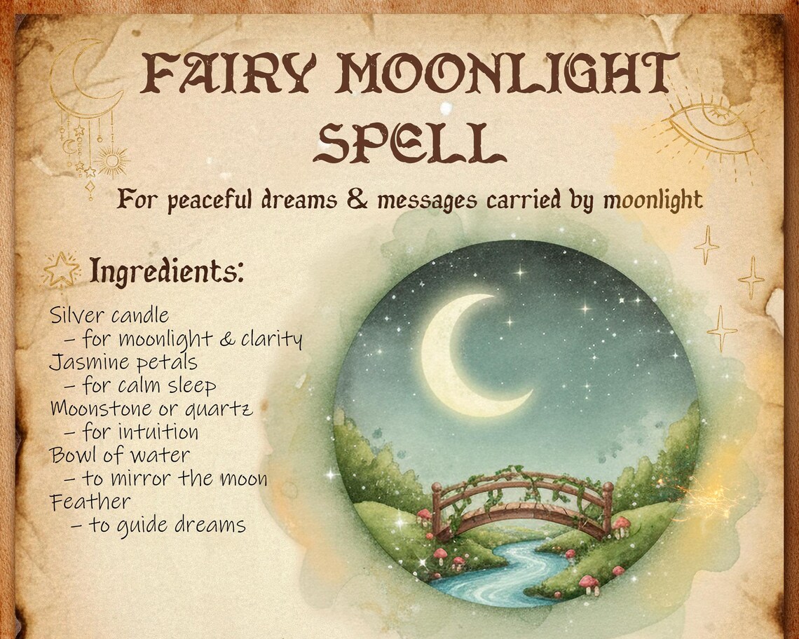 20 Fairy Blessing Spell Cards • Printable Grimoire & Witchy Ritual Deck ...