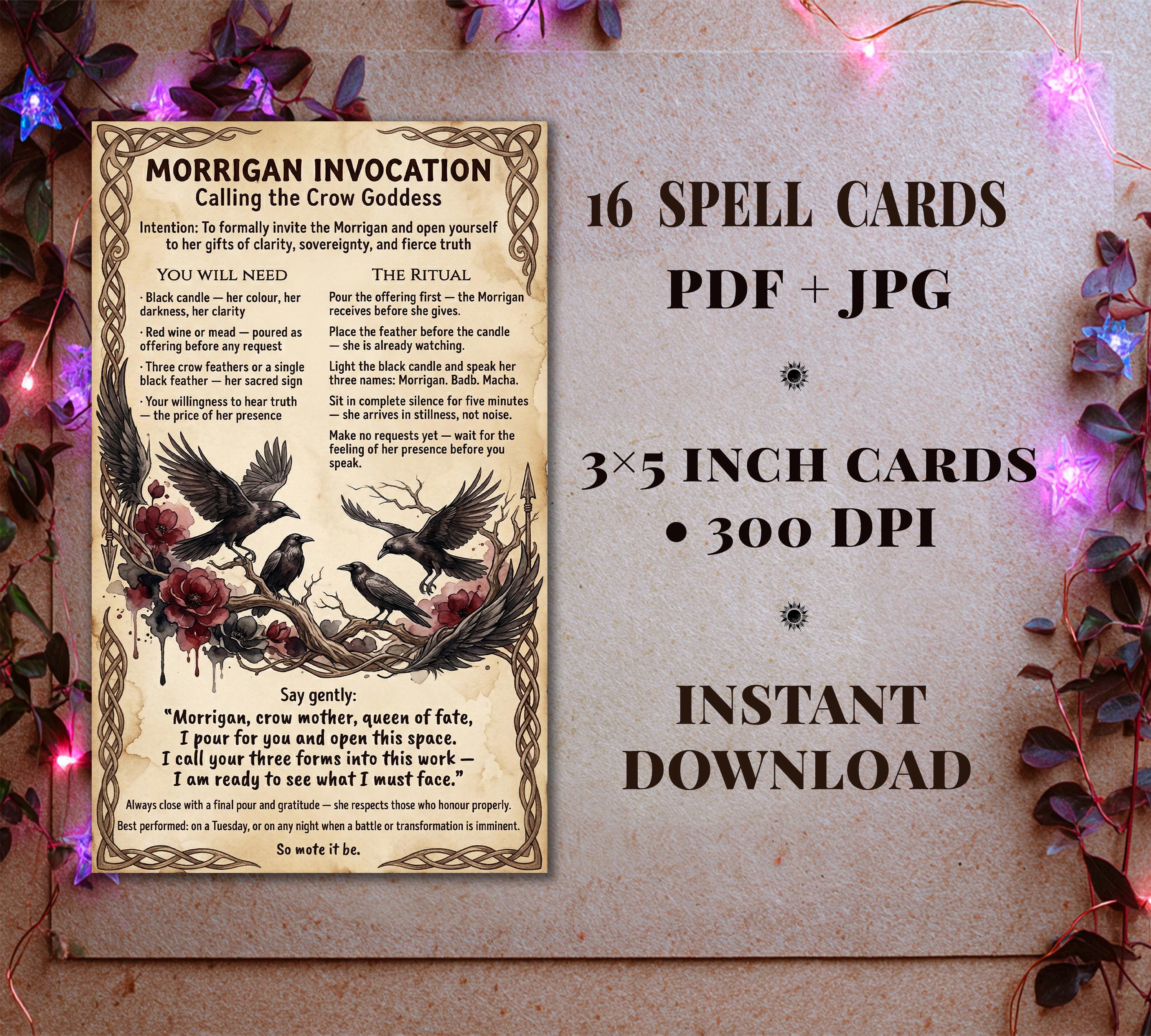 Printable Morrigan Spell Cards | Celtic Goddess Rituals for Witch ...