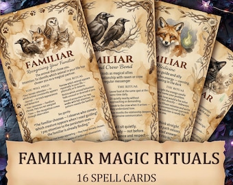 Printable Witch Familiar Spell Cards | Animal Bond Witch Grimoire