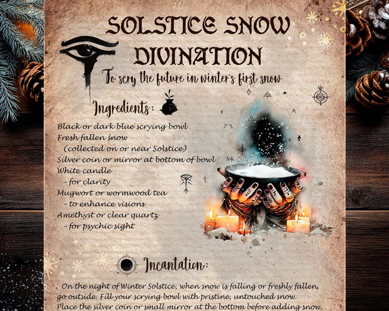 Snowfall Rituals 16 Yule Spell Cards • Sacred Winter Solstice Ritual Deck • Witchcraft ...