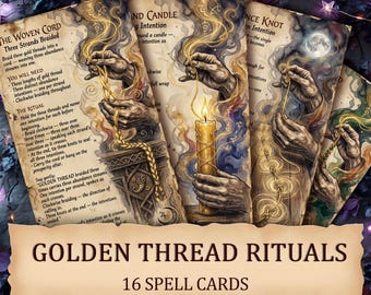 Golden Thread Rituals - Printable Abundance and Prosperity Magic Cards