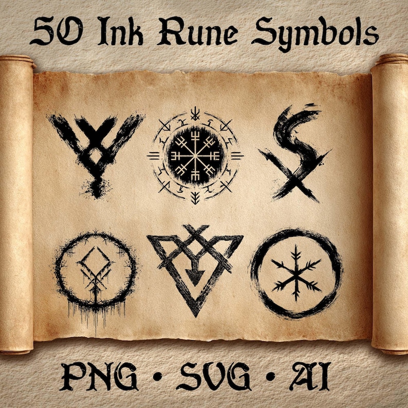 St Rune Svg Yule Ink Rune Symbols – 50 Hand-drawn Witch Sigils PNG SVG AI - Etsy