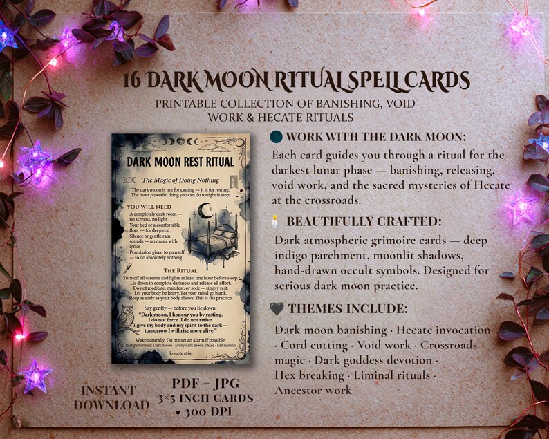 16 Dark Moon Spell Cards • Printable Banishing Spells Ritual Deck - Etsy