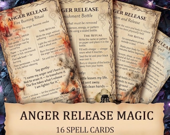Anger Release Spell Cards, 16 Printable Banishment Witch Cards