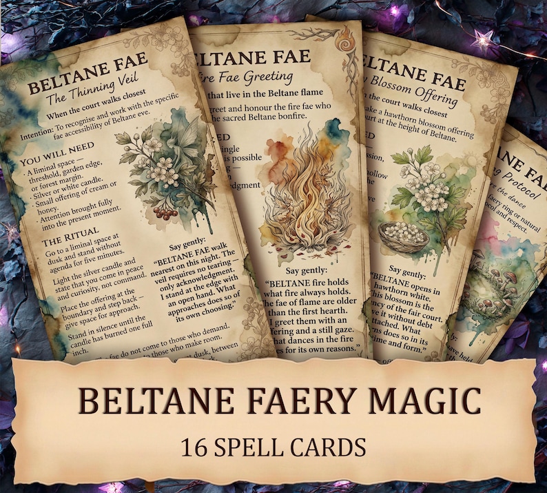 Printable Beltane Faery Magic Spell Cards | Fae Rituals for May Day ...