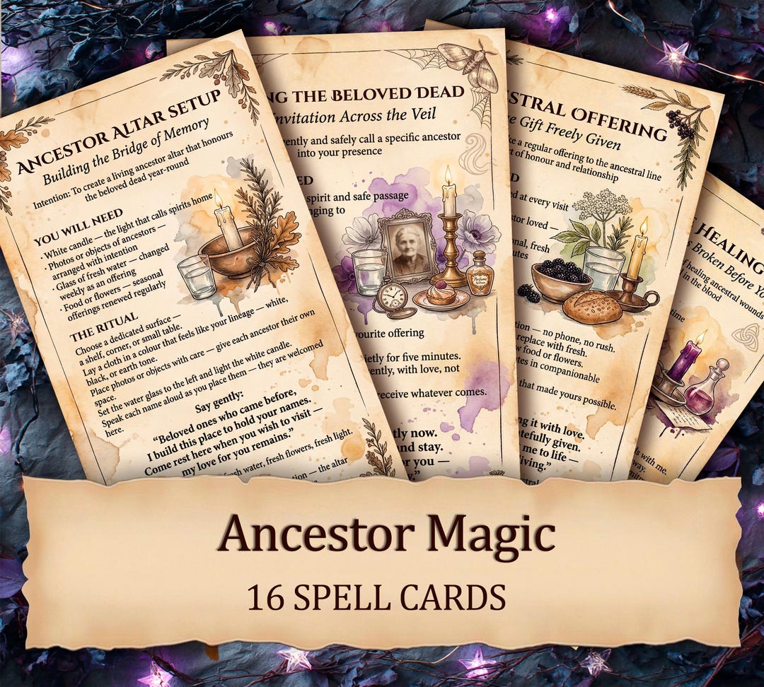 Ancestor Magic Spell Cards - 16 Printable Ancestral Rituals - Grimoire ...