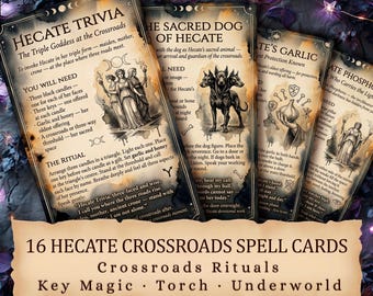 Hekate Kreuzwege Zauberkarten - 16 Druckbare Rituale der Dunklen Göttin - Grimoire Seiten Buch der Schatten