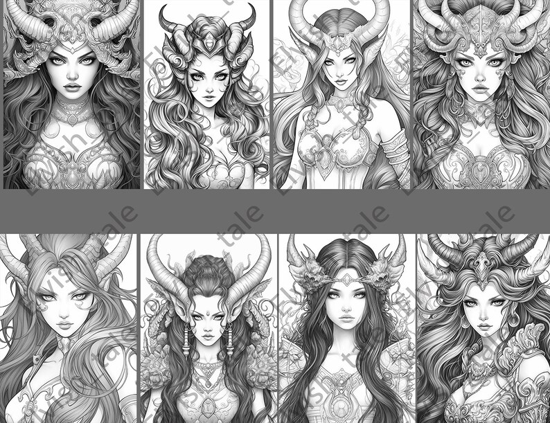 20 Demon Girl Coloring Pagesadult Coloring Book Printable Etsy 20 demon girl coloring pagesadult coloring book printable etsy