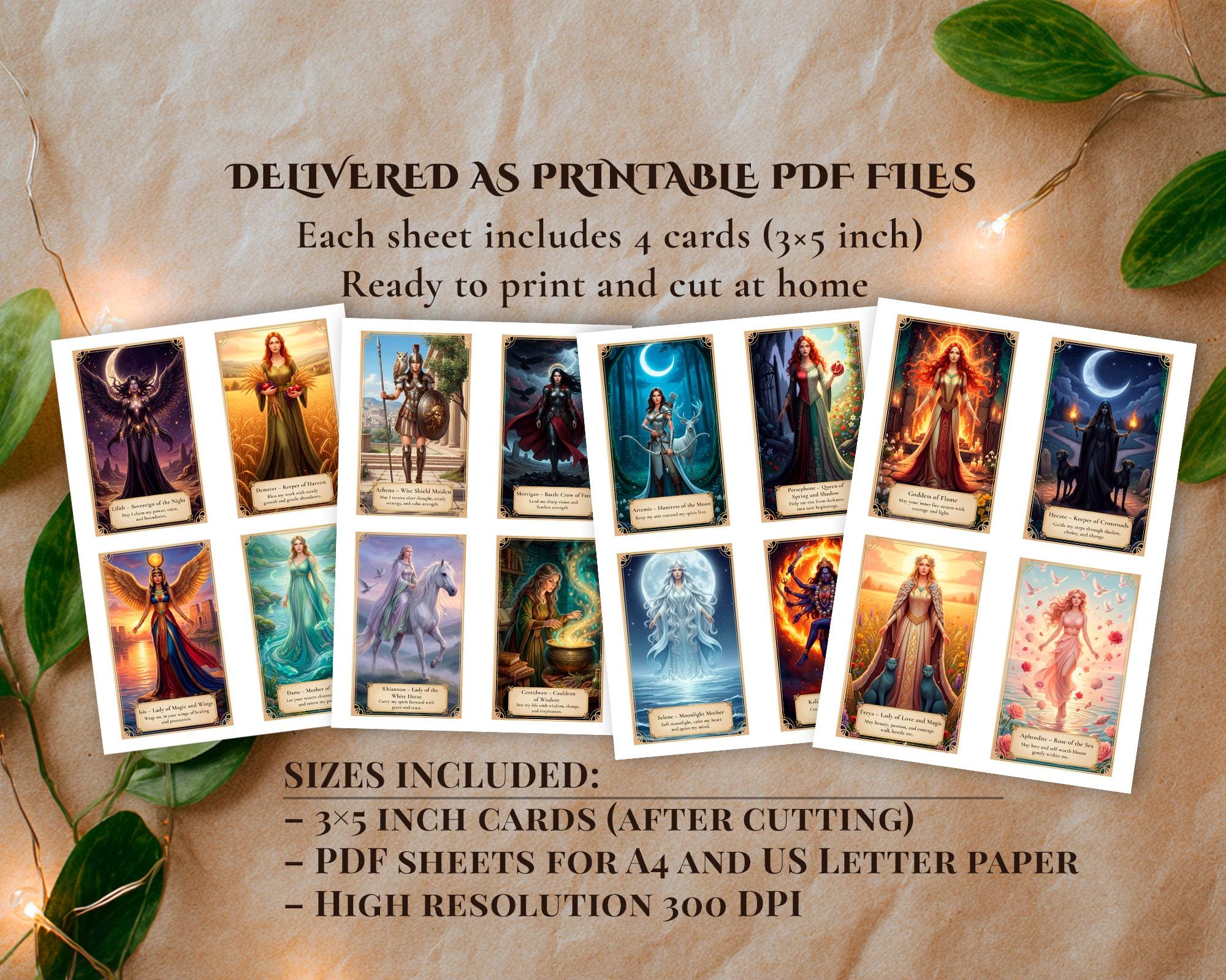 16 Goddess Spell Cards Printable | Divine Feminine Ritual & Altar Cards ...