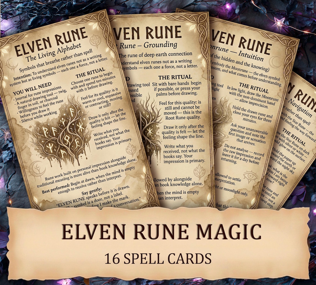 Wizard Spell Runes Elven Rune Magic Spell Cards Printable • Rune Ritual Grimoire - Etsy