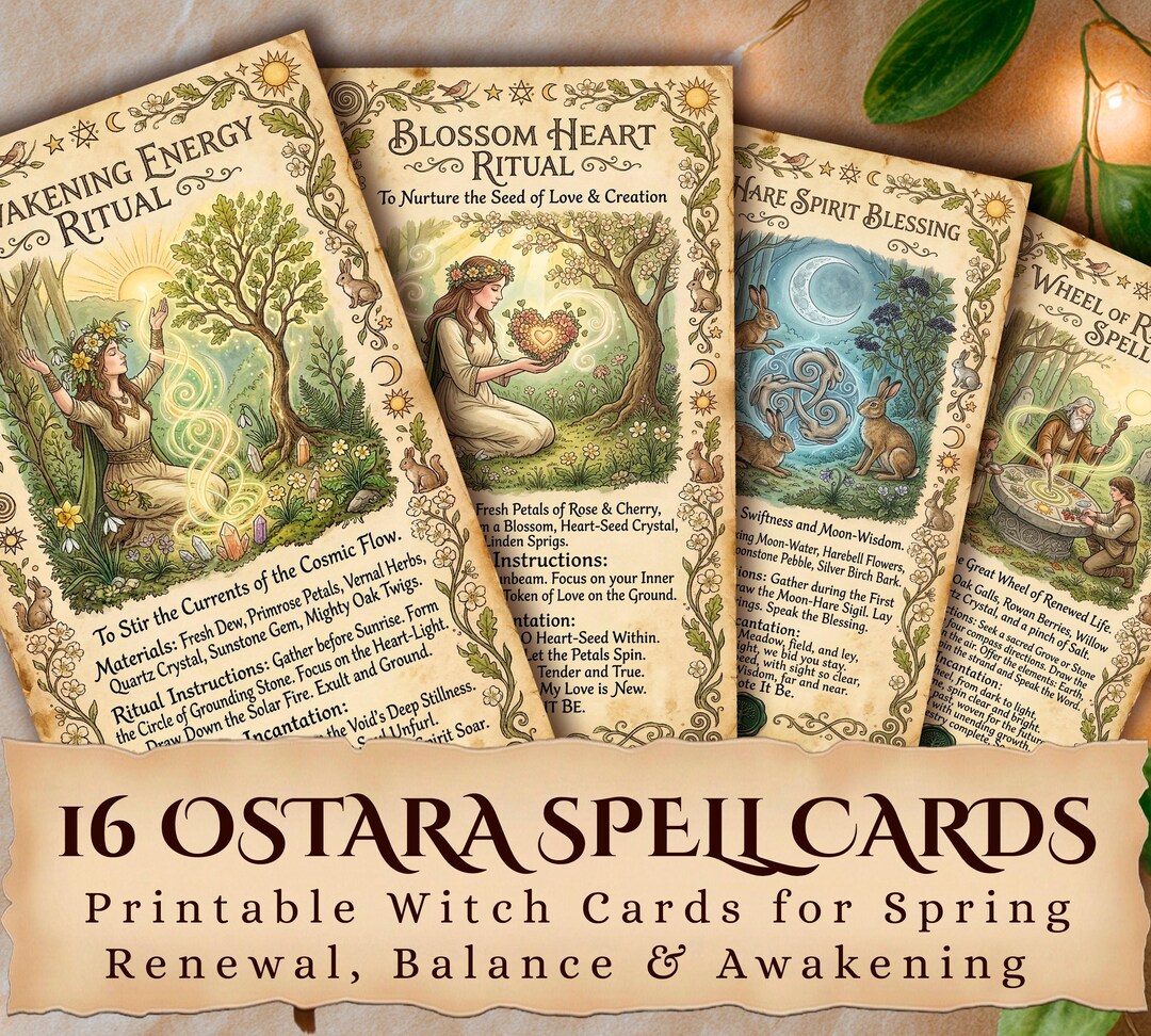 Ostara Spell Cards, Spring Equinox Witchcraft, Ritual Altar Decor ...