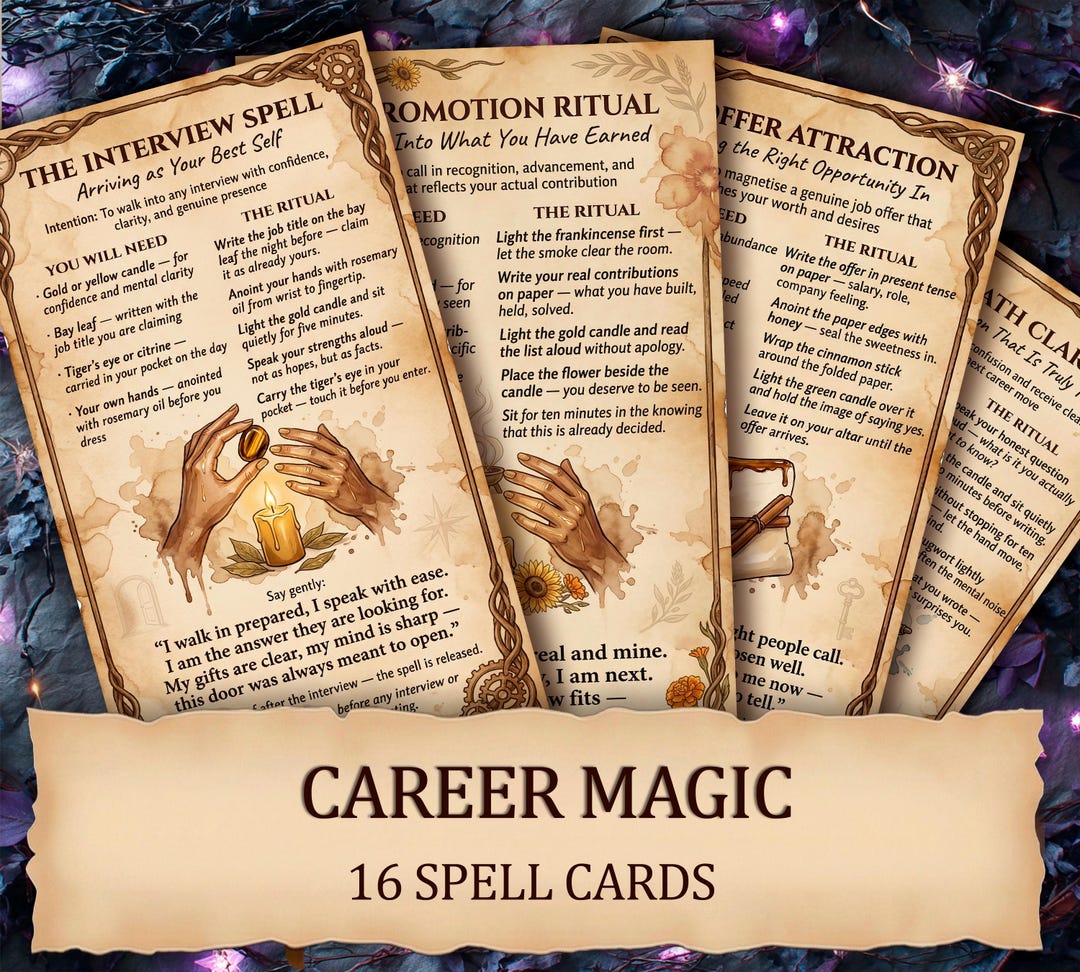 Career Magic Spell Cards Printable • Job and Career Grimoire - Etsy
