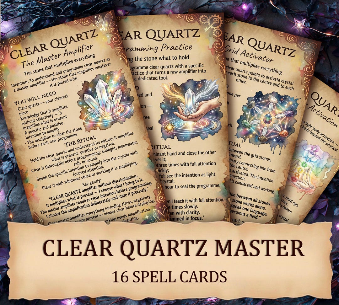 Clear Quartz Master Spell Cards • Printable Crystal Magic Magic ...