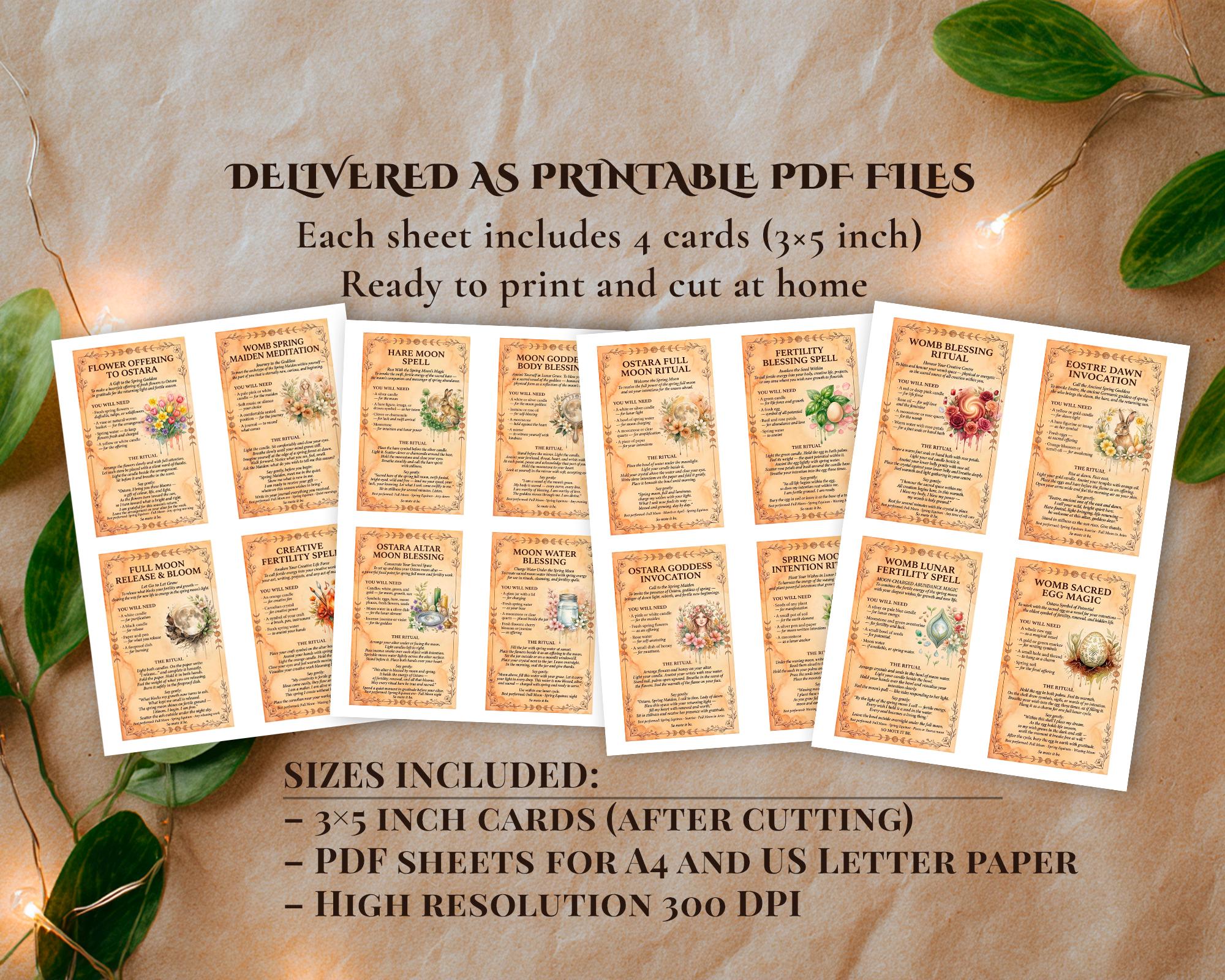 Ostara Spell Cards | 16 Printable Witchcraft Cards | Spring Equinox ...