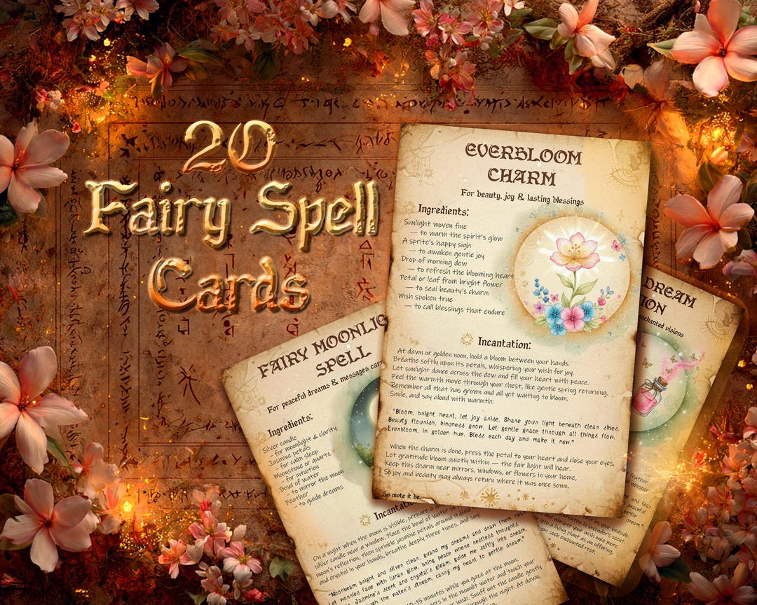 20 Fairy Blessing Spell Cards • Printable Grimoire & Witchy Ritual Deck ...