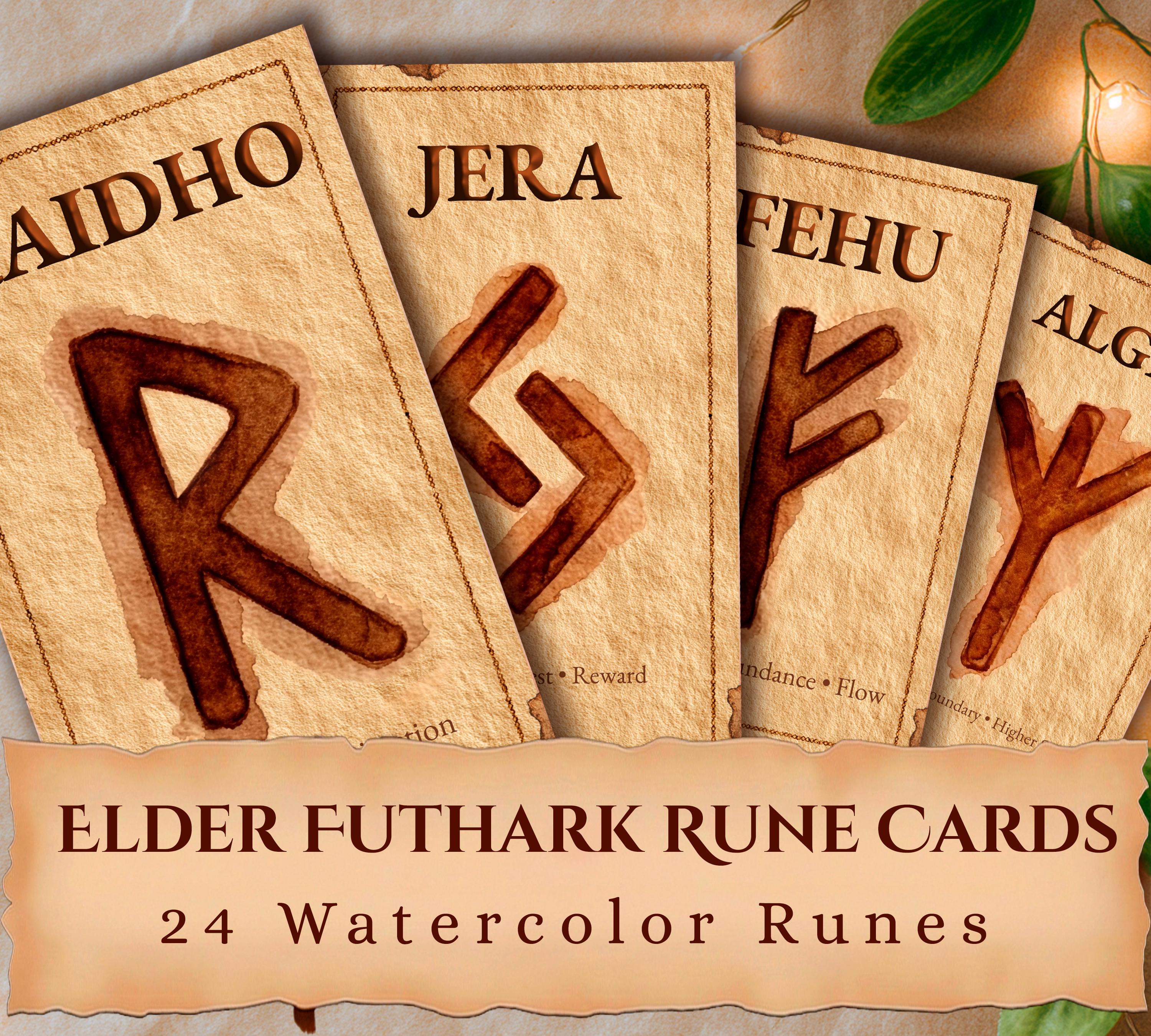 Elder Futhark Rune Cards Printable • 24 Norse Runes for Divination ...