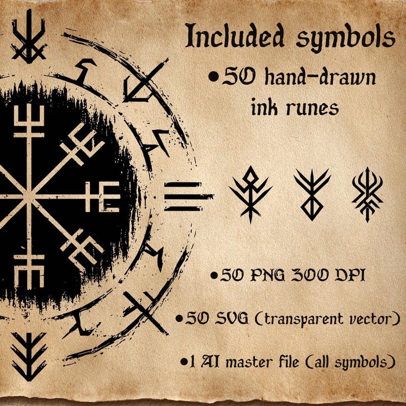 Yule Ink Rune Symbols – 50 Hand-drawn Witch Sigils PNG SVG AI - Etsy