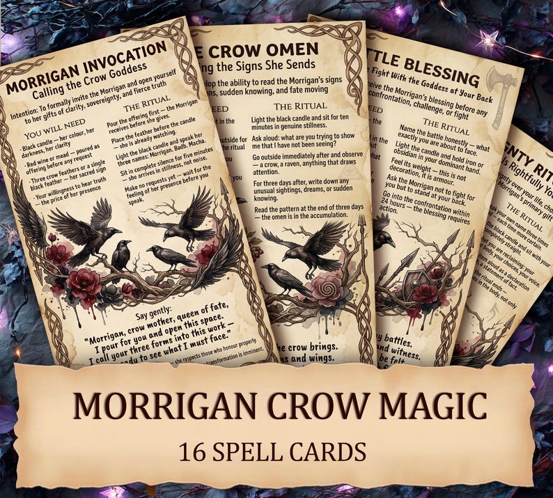 Printable Morrigan Spell Cards | Celtic Goddess Rituals for Witch ...