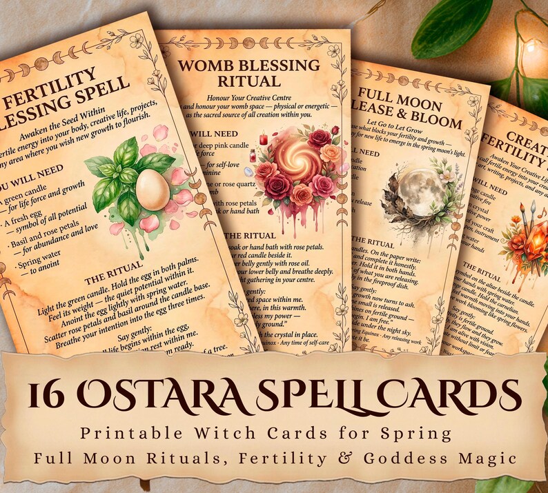 Ostara Spell Cards | 16 Printable Witchcraft Rituals (digital Download ...