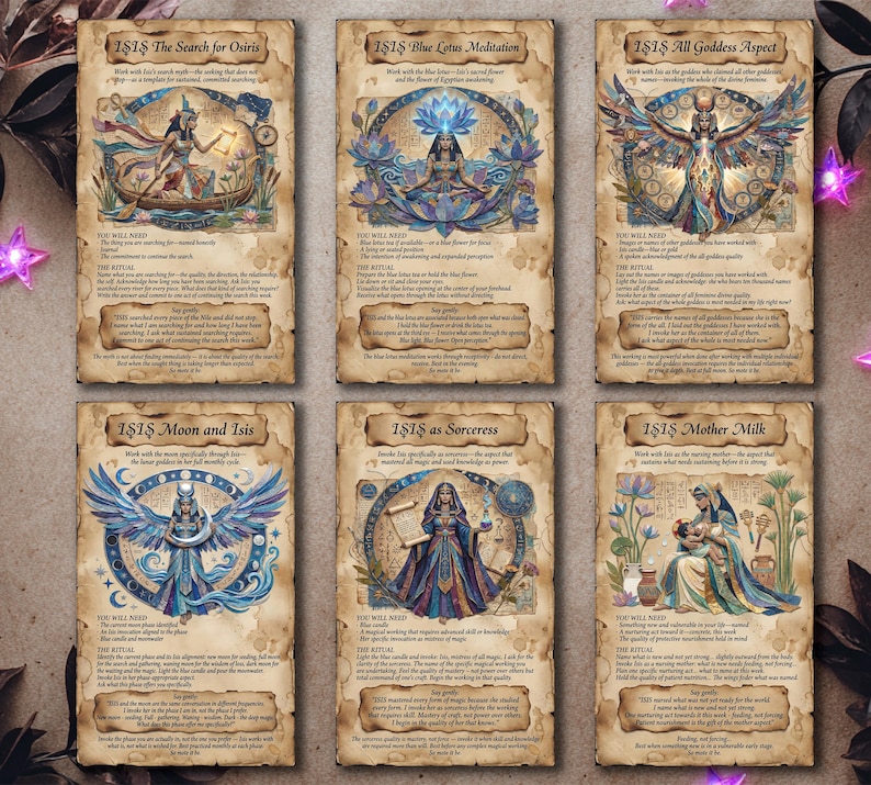 Inis God Cards Examples Isis Advanced Spell Cards Printable, Egyptian Goddess Ritual Witch Deck ...