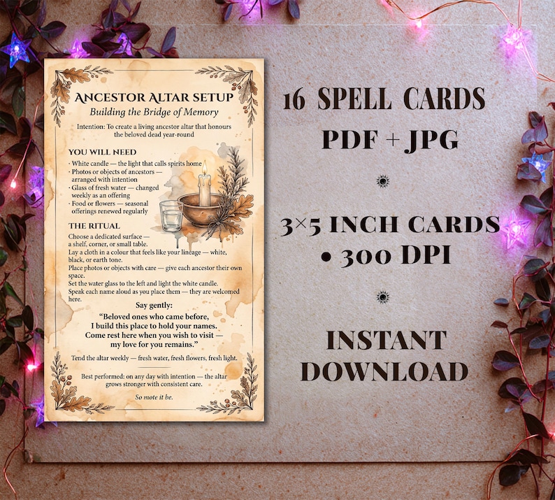 Ancestor Magic Spell Cards - 16 Printable Ancestral Rituals - Grimoire ...