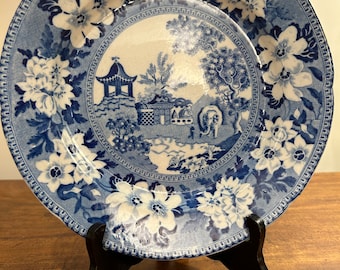 Roger’s of Dale Hall Staffordshire blue and White Elephant design plate.  Believed to be 1800-1820.  Excellent condition.