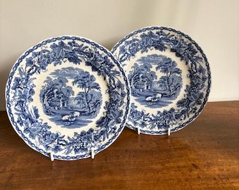 Blue and White Vintage plates Booths ‘British scenery’ sold as pair. Classic transferware with lovely pattern.