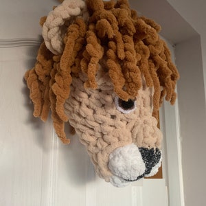 Lion Wall Mounted Boy's Room Safari Decor Wall Hanging Nursery Decor Kids Room crochet Taxidermy hand made Head Baby Shower Gift Pillow