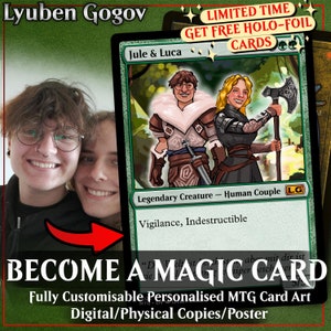 9 cartas MTG personalizadas, ilustración artística de Magic The Gathering, encargo, 2,5 x 3,5 pulgadas, regalos de San Valentín, parejas, cumpleaños, aniversario, familia