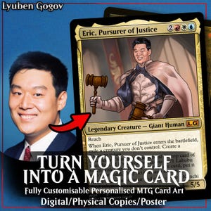 Poster di carte giganti di Magic The Gathering, carte personalizzate, commissione artistica di illustrazioni MTG 27x38" 35x49" Idea regalo per la festa del papà, opera d'arte proxy