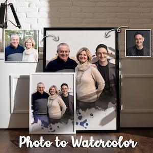 Fusión realista de diferentes fotografías sobre lienzo, impresión de retrato familiar conmemorativo personalizado, pintura digital de acuarela personalizada, póster, regalo