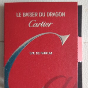 Cartier Red Crisp Small Shopping Bag with Fabric Handle and Le baiser du Dragon perfume vials Rare, Vintage, Collectible, **Discontinued!*** image 7
