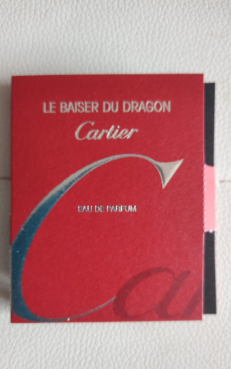 Cartier Red Crisp Small Shopping Bag with Fabric Handle and Le baiser du Dragon perfume vials Rare, Vintage, Collectible, **Discontinued!*** image 7