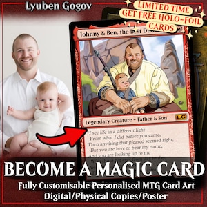 Carte MTG personalizzate x9, illustrazione artistica di Magic The Gathering, commissione, 2,5x3,5" Natale, compleanno, anniversario, animali domestici, famiglia, idea regalo