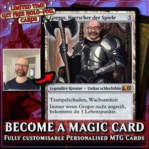 Custom MTG Karten x9, Magic The Gathering Illustration Kunst Auftragsarbeit 2.5x3.5"Vatertag Geschenk Paar Geburtstag Jahrestag Familie Bruder