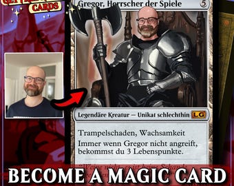 Custom MTG Cards x9, Magic The Gathering illustration art commission 2.5x3.5" father's day gift couple birthday anniversary  familly brother