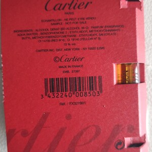 Cartier Red Crisp Small Shopping Bag with Fabric Handle and Le baiser du Dragon perfume vials Rare, Vintage, Collectible, **Discontinued!*** image 6