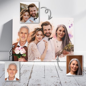 "Personalisierte Aquarell Malerei am Tag der Hochzeit mit den Eltern, individuelles Trauerbild ""Individuelles Gemälde"" für die Liebsten, Beileidsgeschenk für Freunde."
