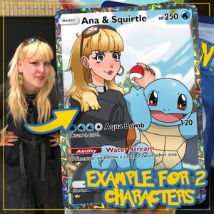 Carte personnalisée Pokémon x12, portrait d'animaux de compagnie de famille monstres Pokémon, devenir un Pokémon, anniversaire, cadeaux pour les couples Saint-Valentin, animaux de compagnie