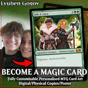 Póster de tarjeta gigante MTG Impresión de tarjetas personalizadas Ilustración de Magic The Gathering Encargo de arte 27x38" 35x49" Regalos de San Valentín Parejas Familia