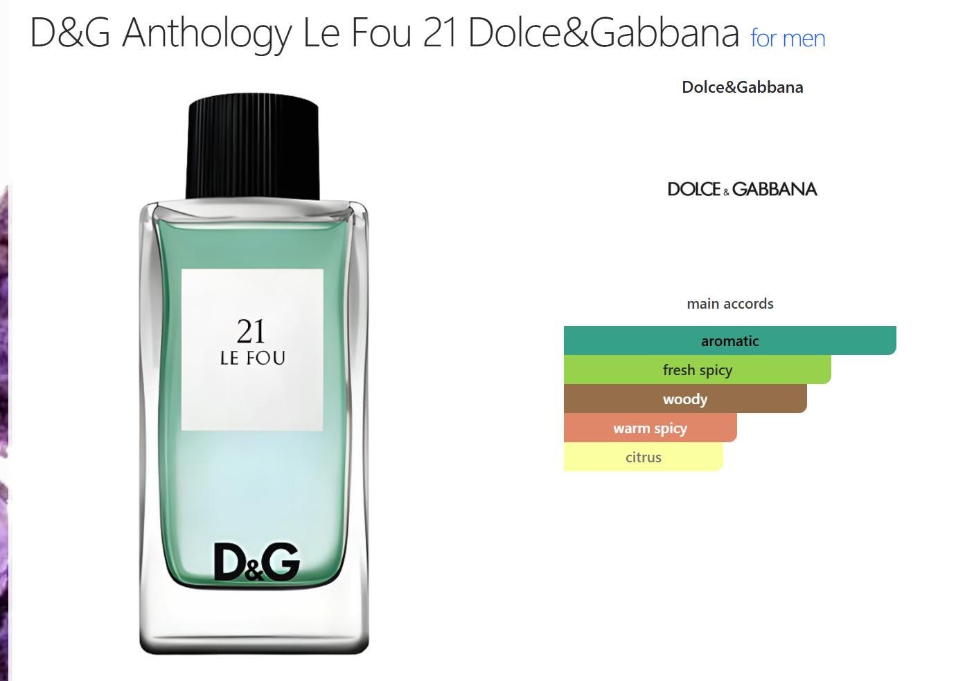 ドルチェ＆ガッバーナ アンソロジー ル・フー N 21 D&G メンズ香水 3.4