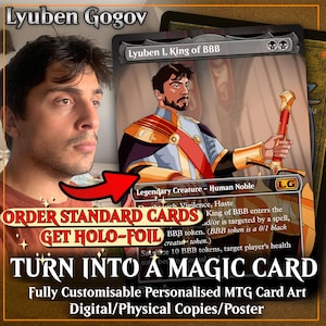 MTG Custom Cards x9, Magic The Gathering illustration art, commission, 2.5x3.5" Christmas, birthday, anniversary, pets, familly, gift idea