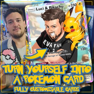 Portrait personnalisé Pokémon, 6 cartes Pokémon Monstres, animaux de compagnie, Devenez un Pokémon, Anniversaire, Couples, Cadeaux amis Saint-Valentin