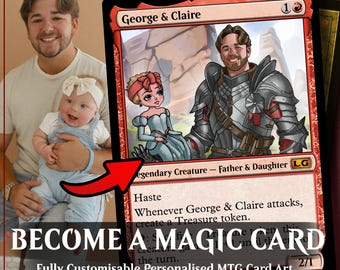 MTG Custom Cards x9, Magic The Gathering illustration art, commission, 2.5x3.5" Father's day gifts couples birthday anniversary  familly dad