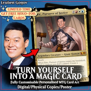 Magic The Gathering Custom MTG 18 x gepersonaliseerde handgemaakte kaart 2,5 x 3,5" illustratie kunstcommissie Valentijnsdag verjaardag familiecadeau